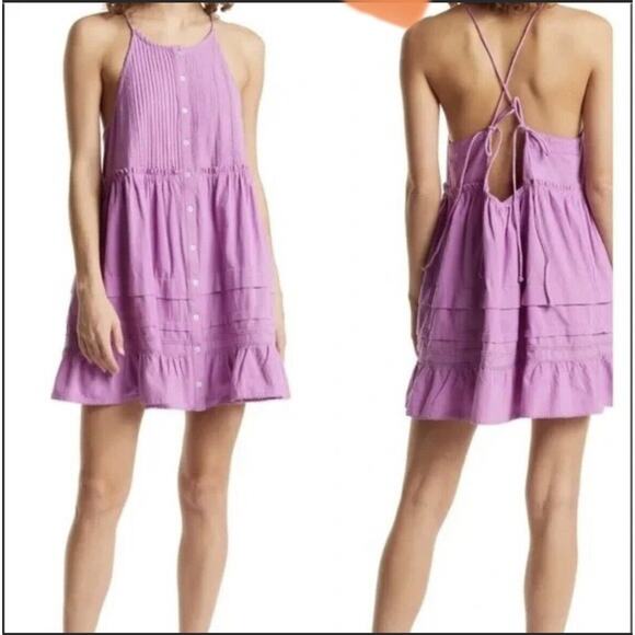 Free People Dresses & Skirts - Free People Desert Days Mini Dress Sz M In Dramatic Orchid Sleeveless Pleated